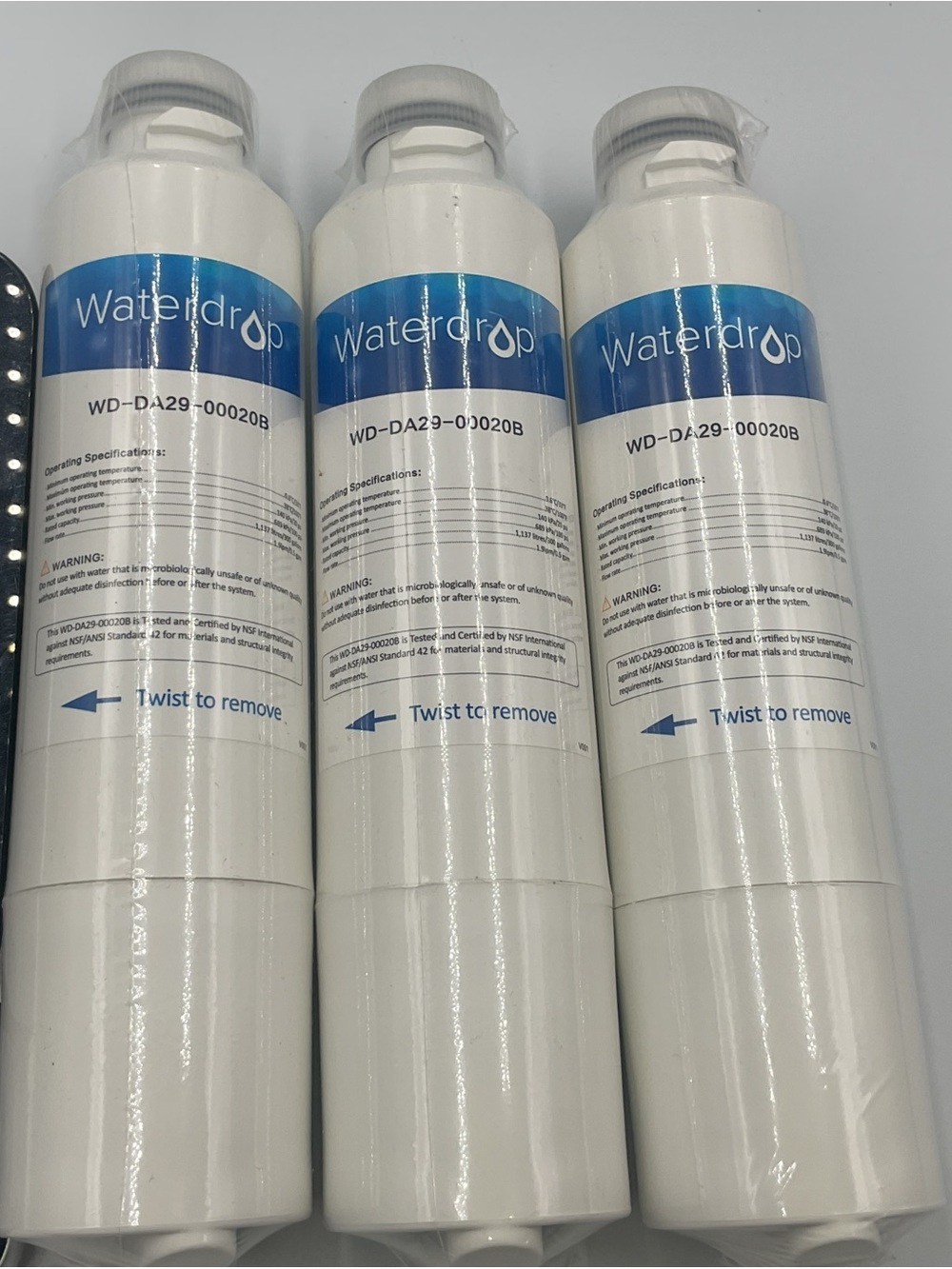 Lot x3 WaterDrop Model WD-DA29-00020B Twist in Water Filter for Samsung Fridge